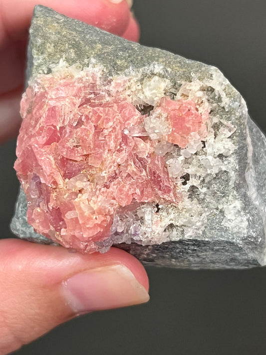 Rhodochrosite on Quartz Mineral Specimen