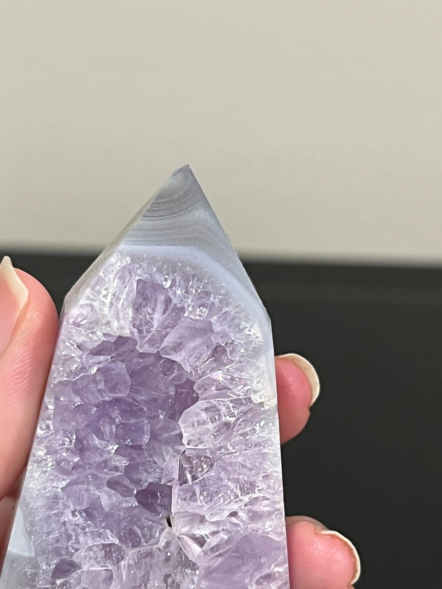 Blue Lace Agate Tower with Amethyst | Agate Quartz Tower