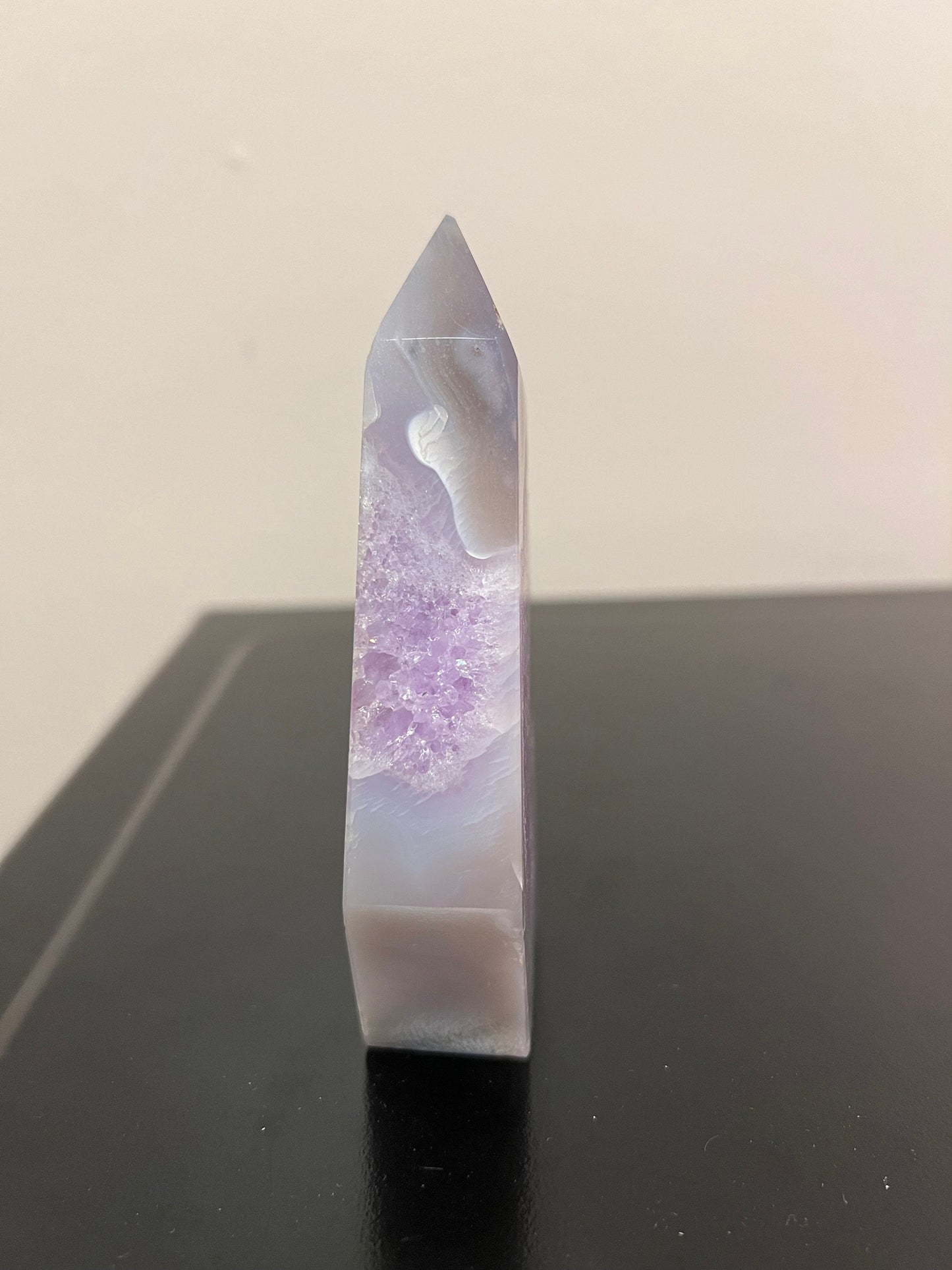 Blue Lace Agate Tower with Amethyst | Agate Quartz Tower