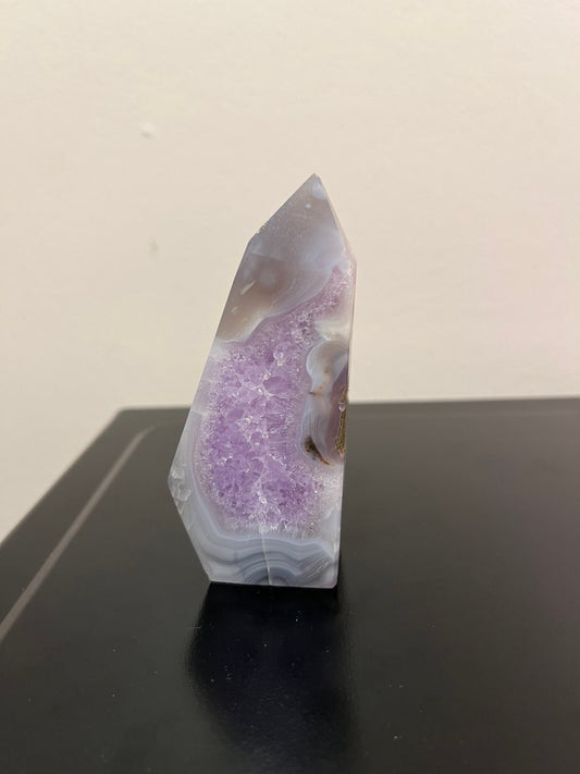 Blue Lace Agate Tower with Amethyst | Agate Quartz Tower