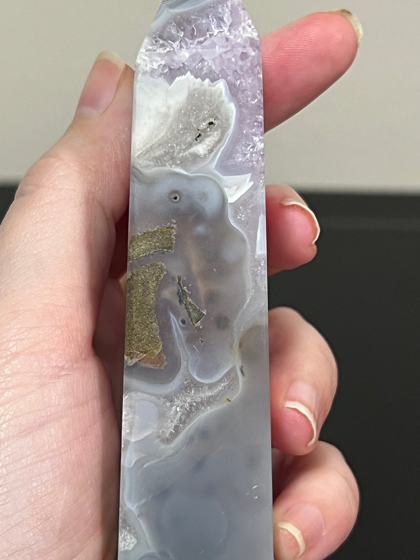 Blue Lace Agate Tower with Amethyst | Agate Quartz Tower