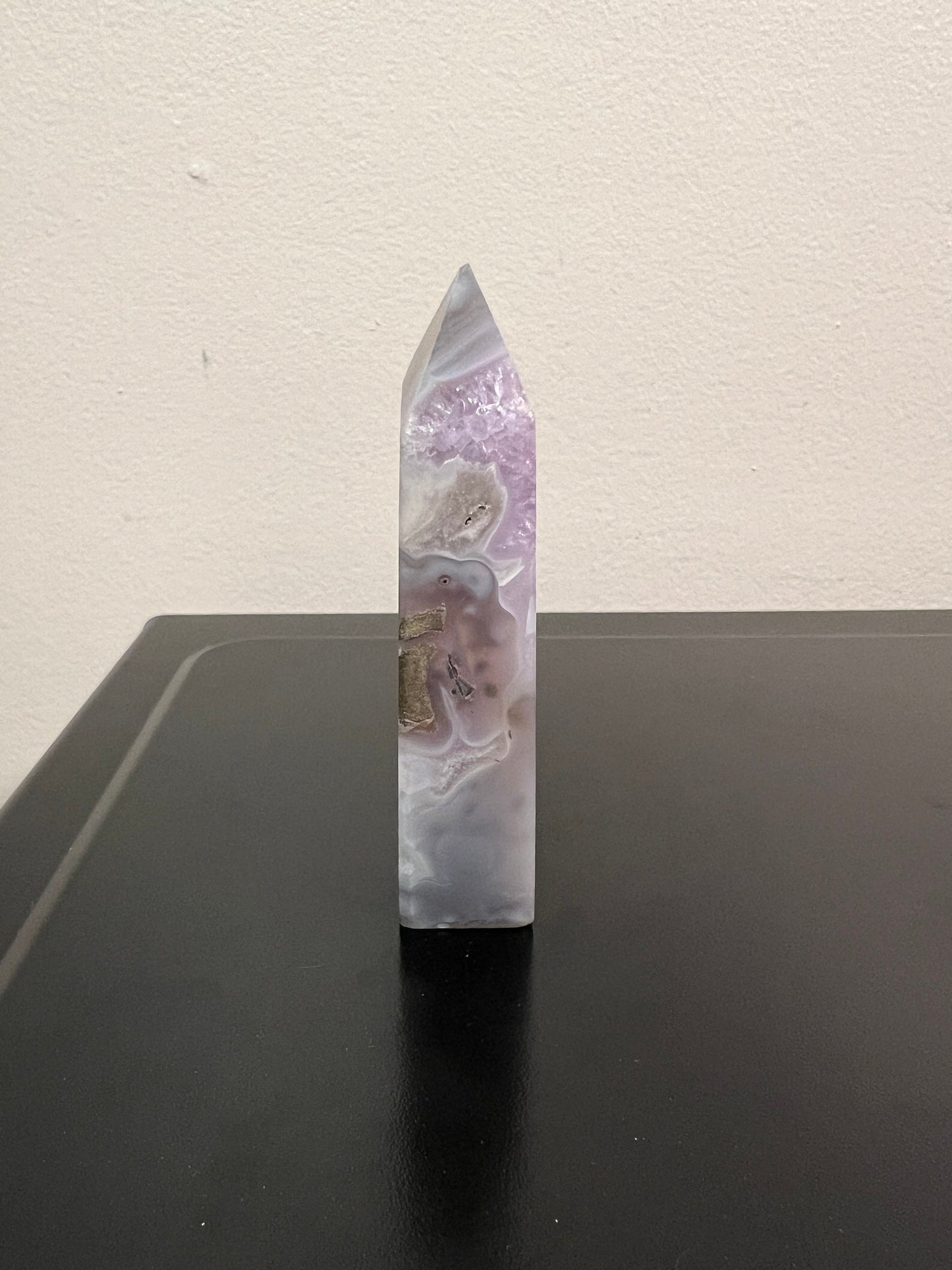 Blue Lace Agate Tower with Amethyst | Agate Quartz Tower