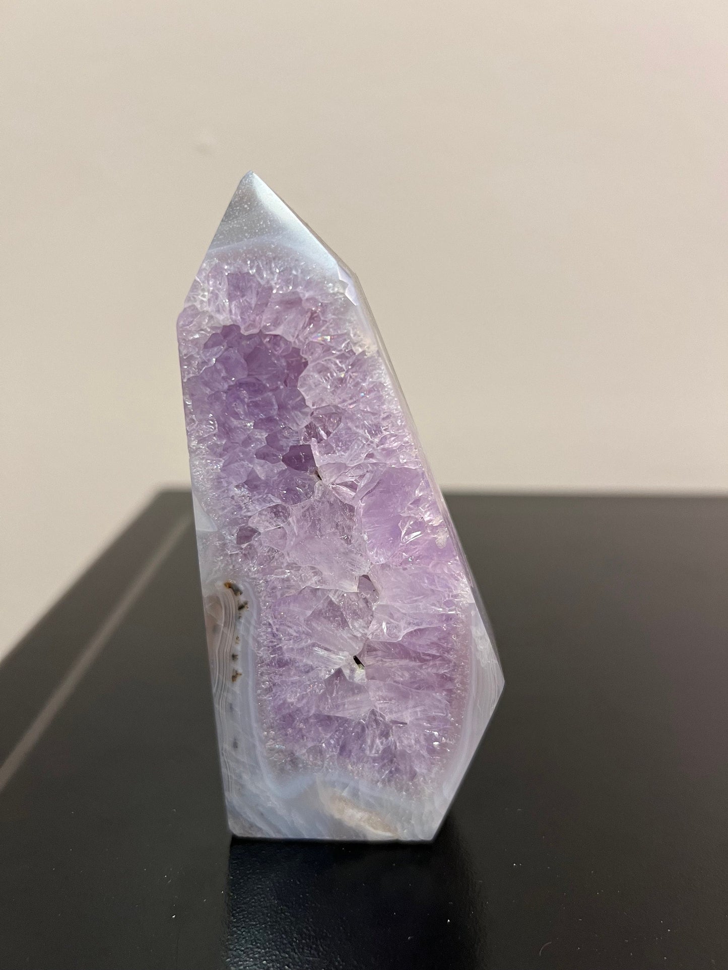 Blue Lace Agate Tower with Amethyst | Agate Quartz Tower