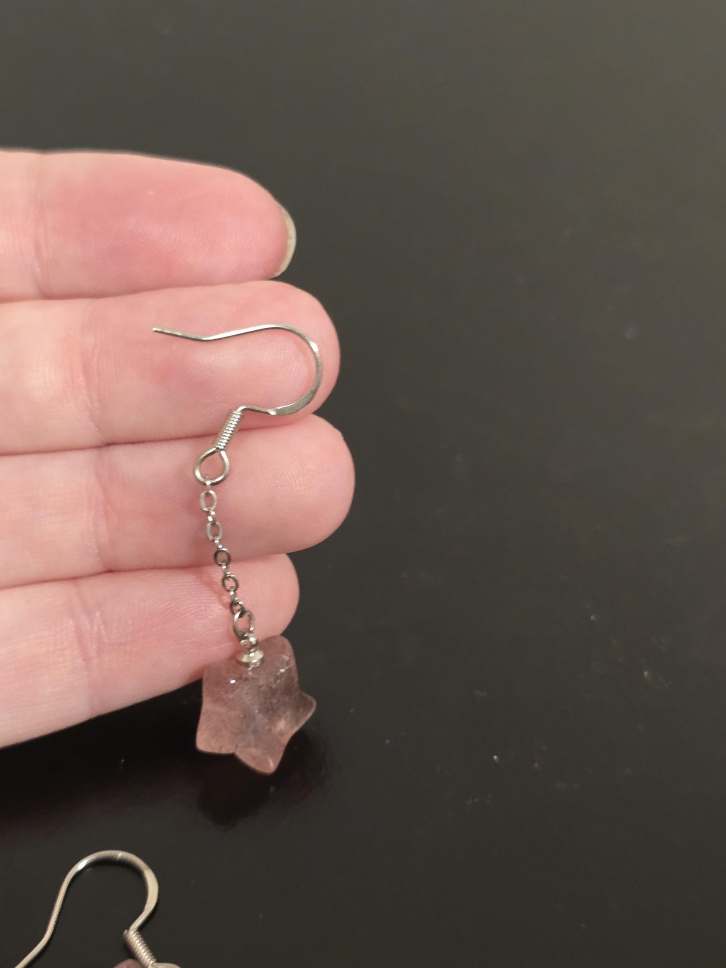 Strawberry Quartz Dangle Star Earrings | Star Dangle Earrings