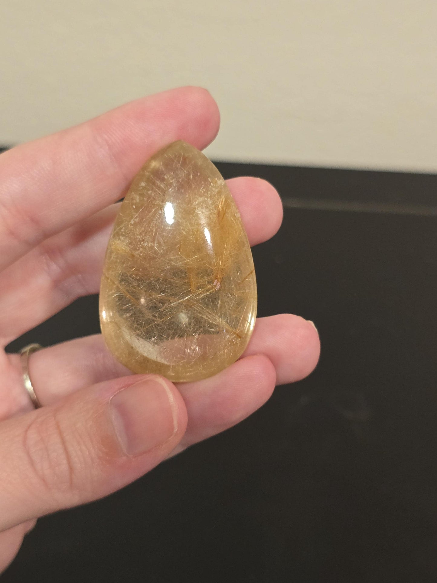 Golden Rutile Quartz Tear Drop | Rutilated Clear Quartz