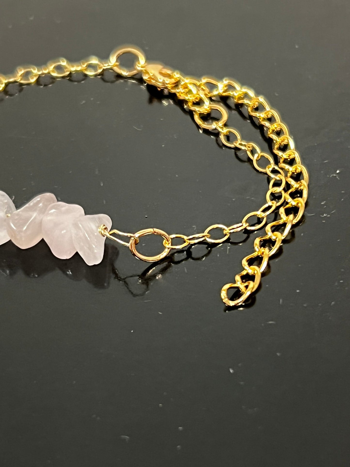 Rose Quartz Crystal Bracelet - Gold Bracelet