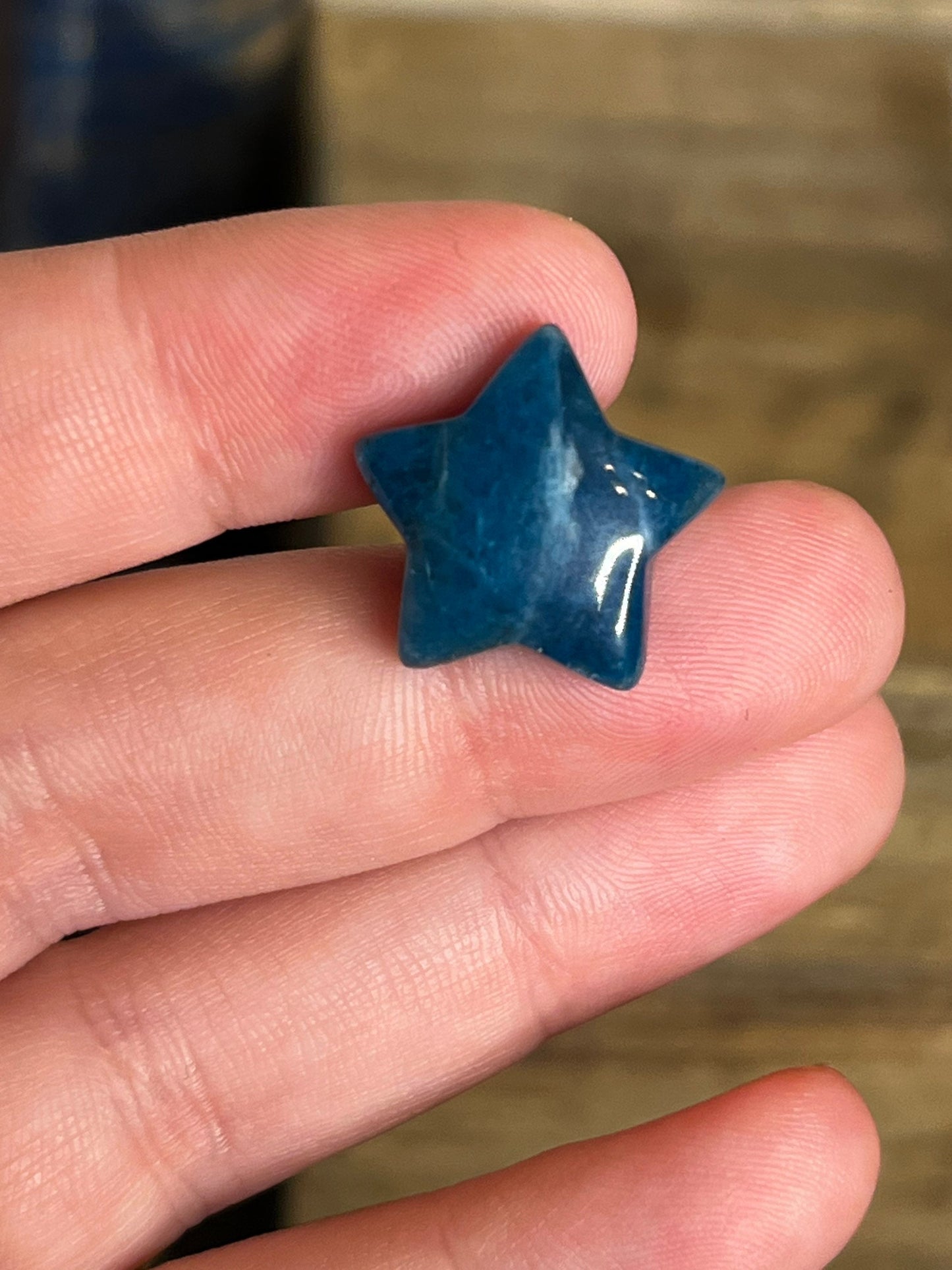 Mini Blue Apatite Star Crystal Carving | Star Crystal