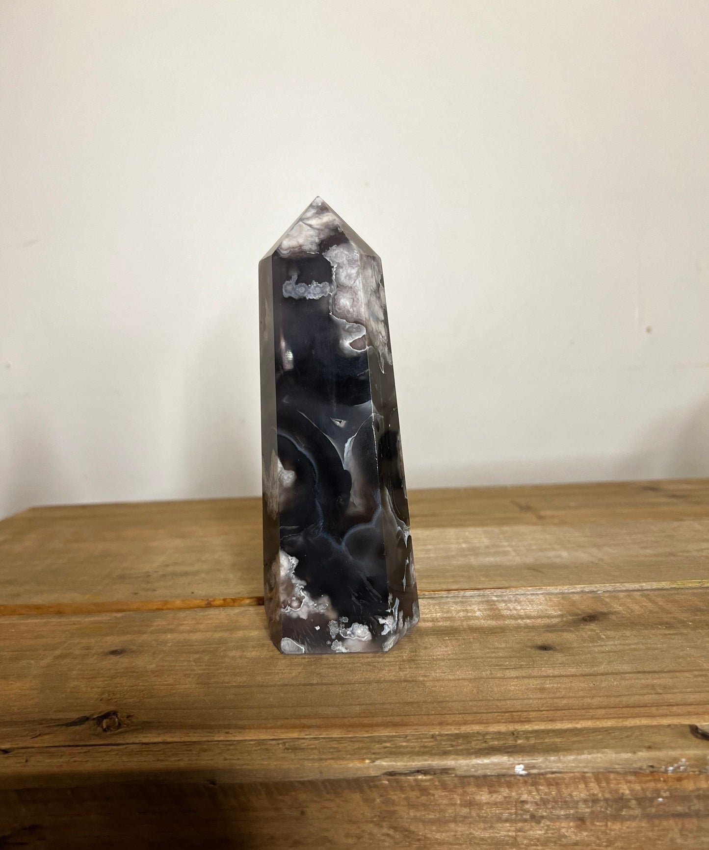 Black Flower Agate Tower | Large Crystal Tower