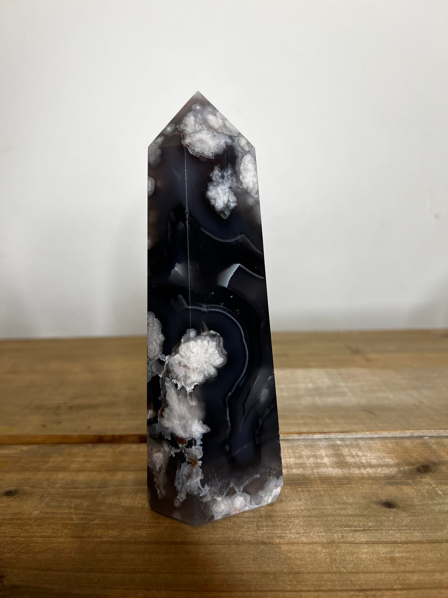 Black Flower Agate Tower | Large Crystal Tower