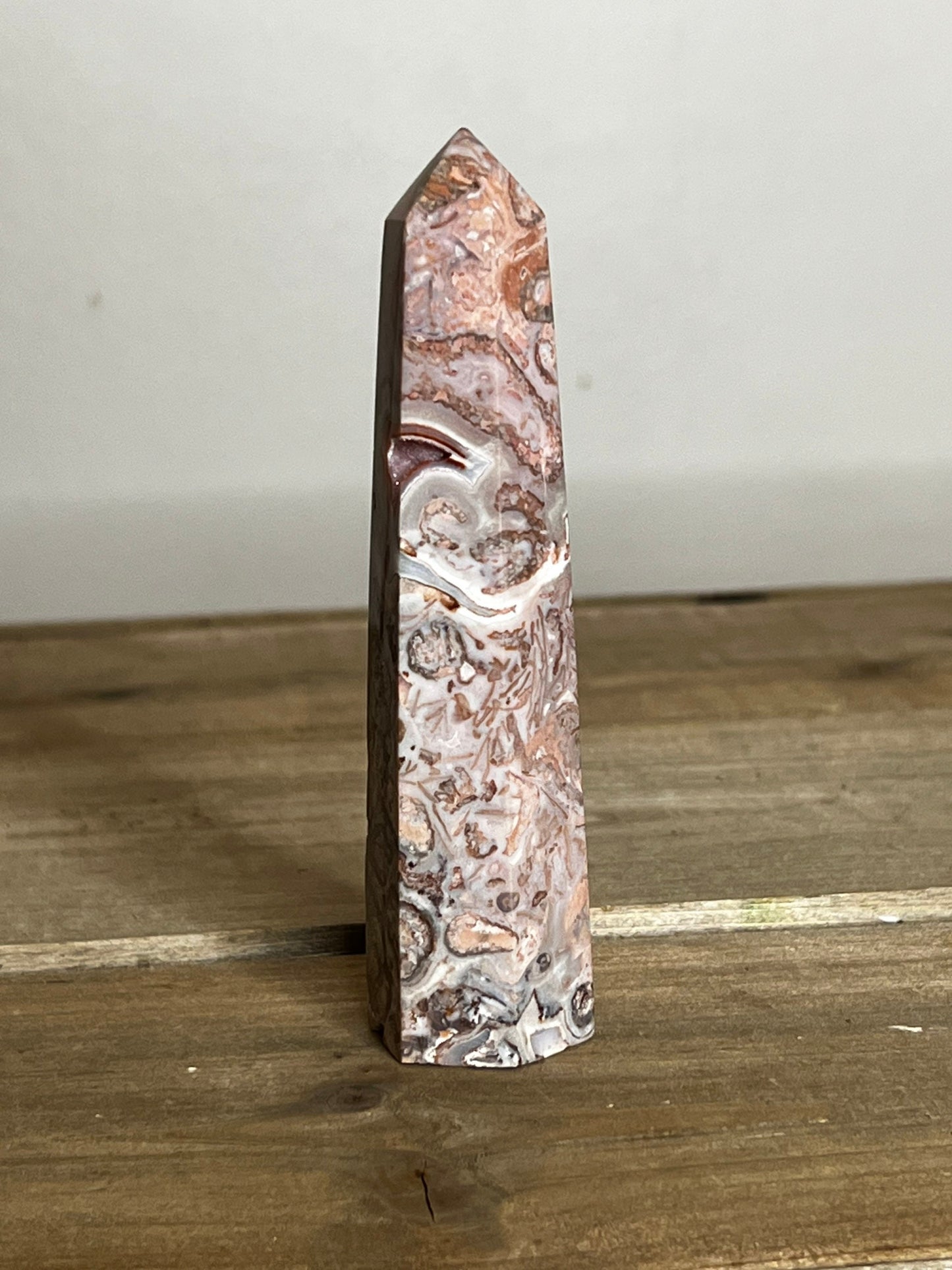 Pink Druzy Crazy Lace Agate Tower | Crystal Tower