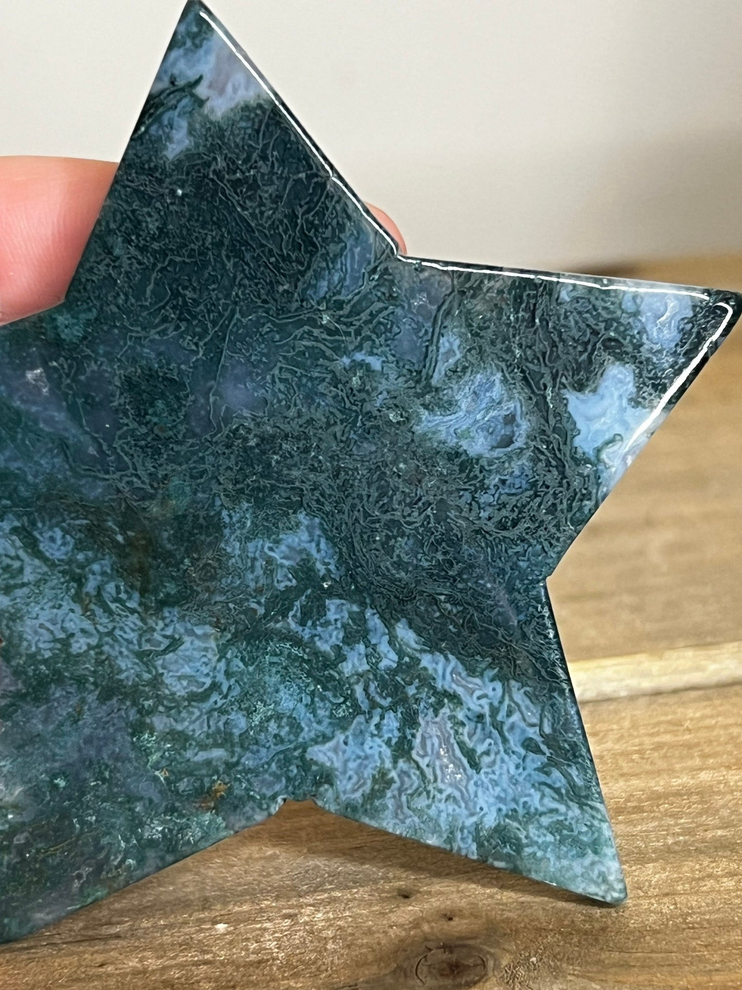 Moss Agate Star Carving | Moss Agate Crystal Carving