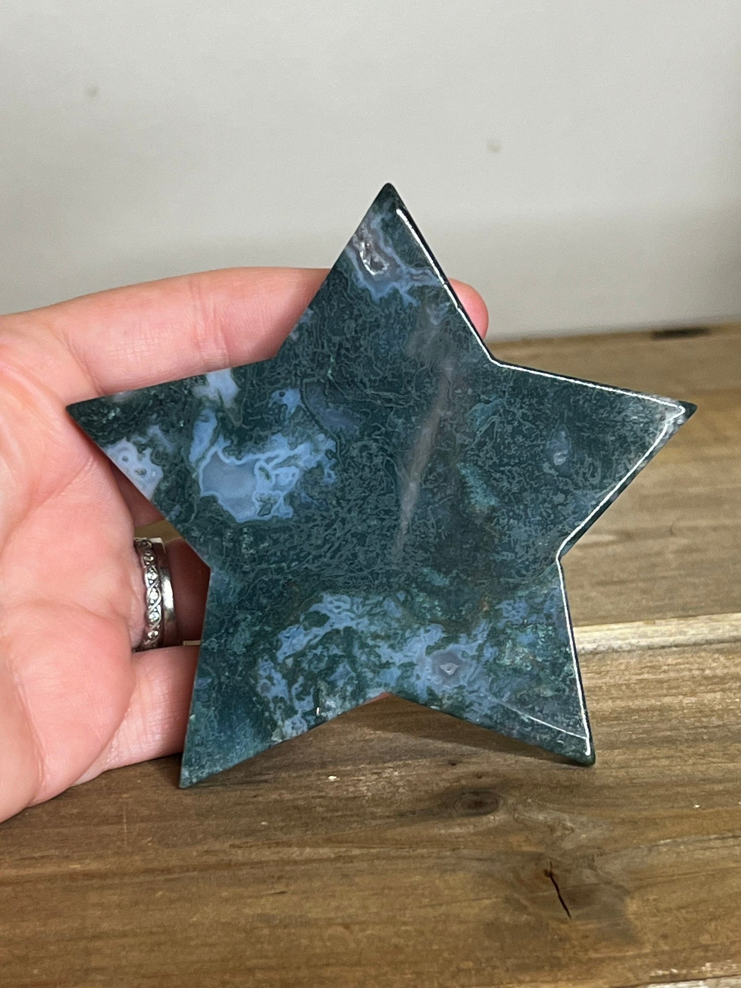 Moss Agate Star Carving | Moss Agate Crystal Carving