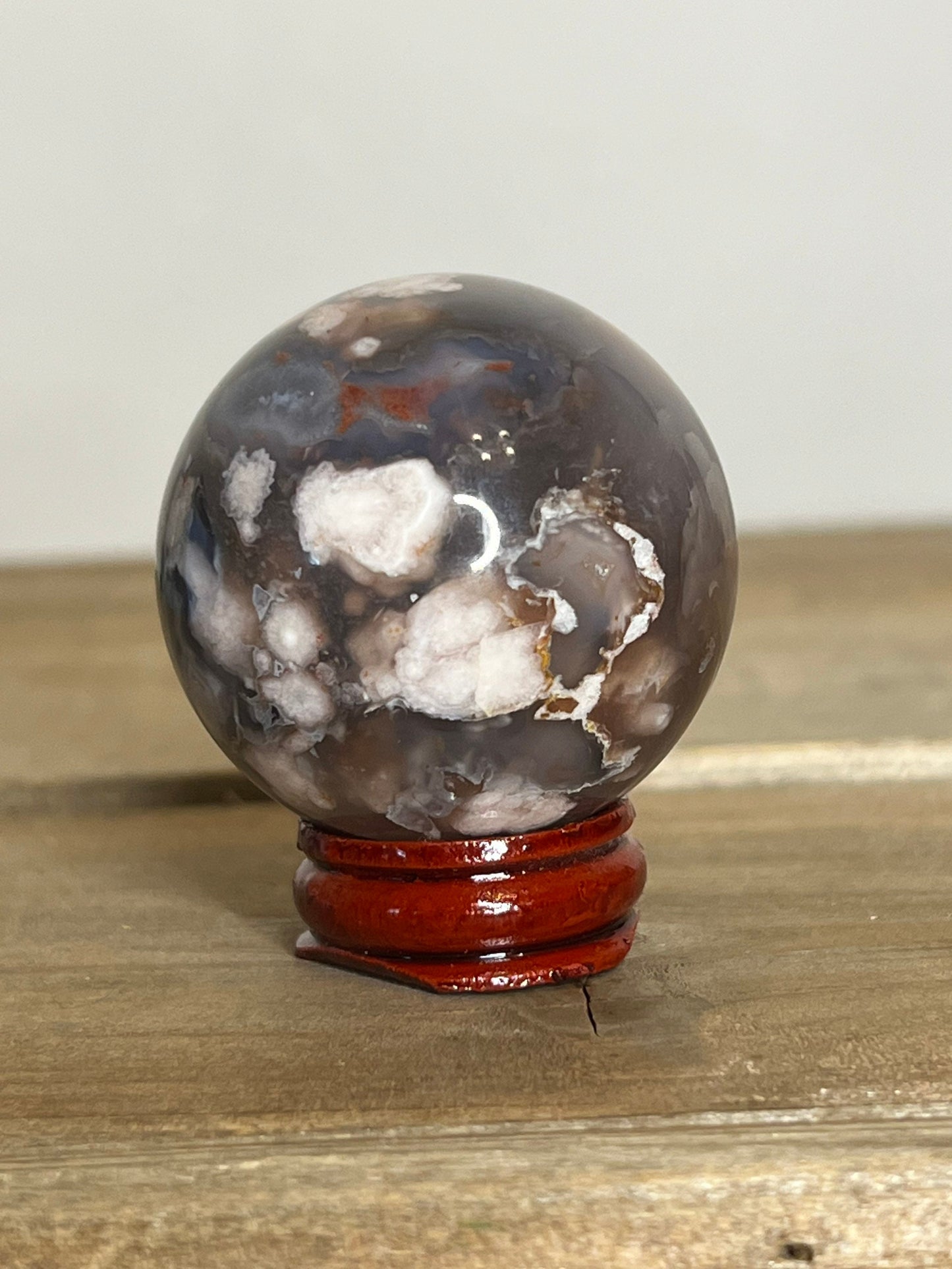 Small Black Flower Agate Sphere