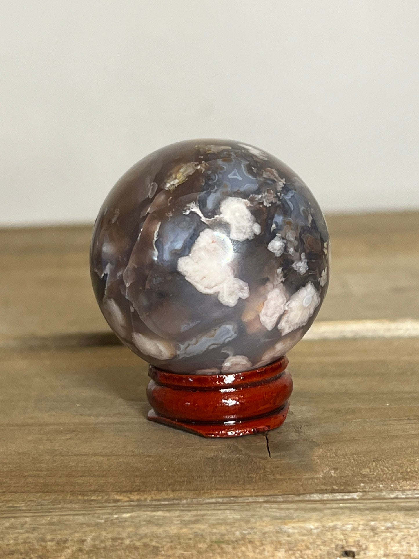 Small Black Flower Agate Sphere