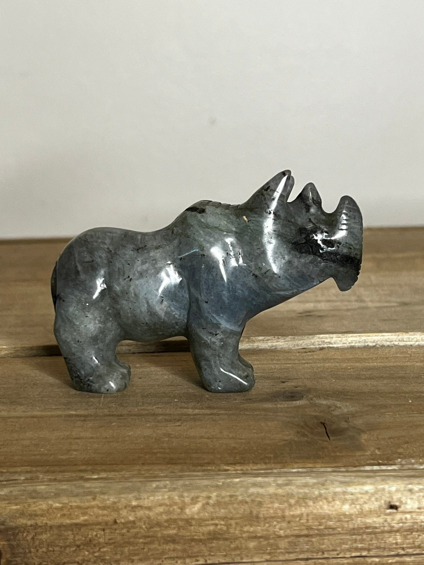 Labradorite Rhino Carving | Crystal Rhinoceros Carving