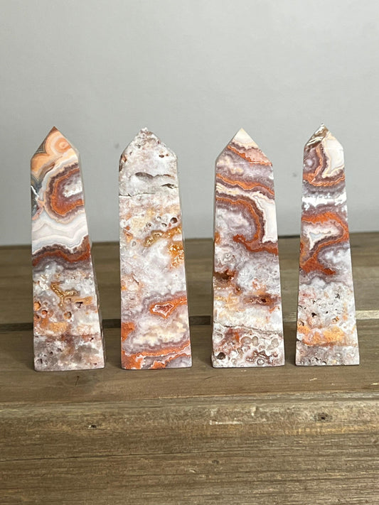 Pink Crazy Lace Agate Tower | Crystal Tower
