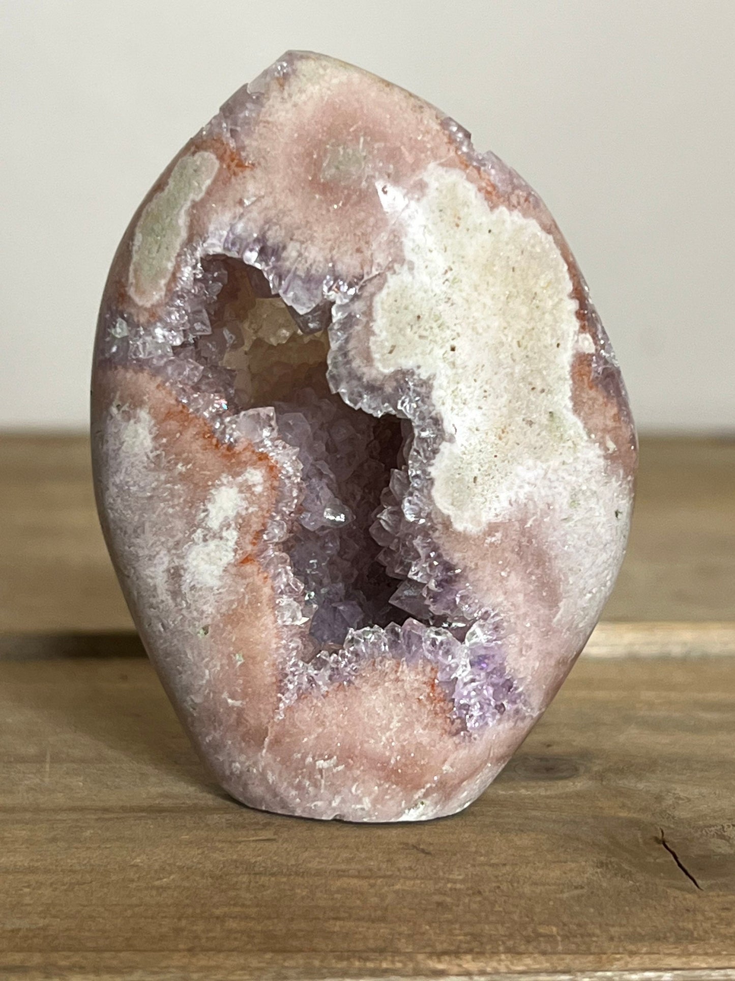 Pink/Purple Amethyst with Flower Agate Free Form with Druzy