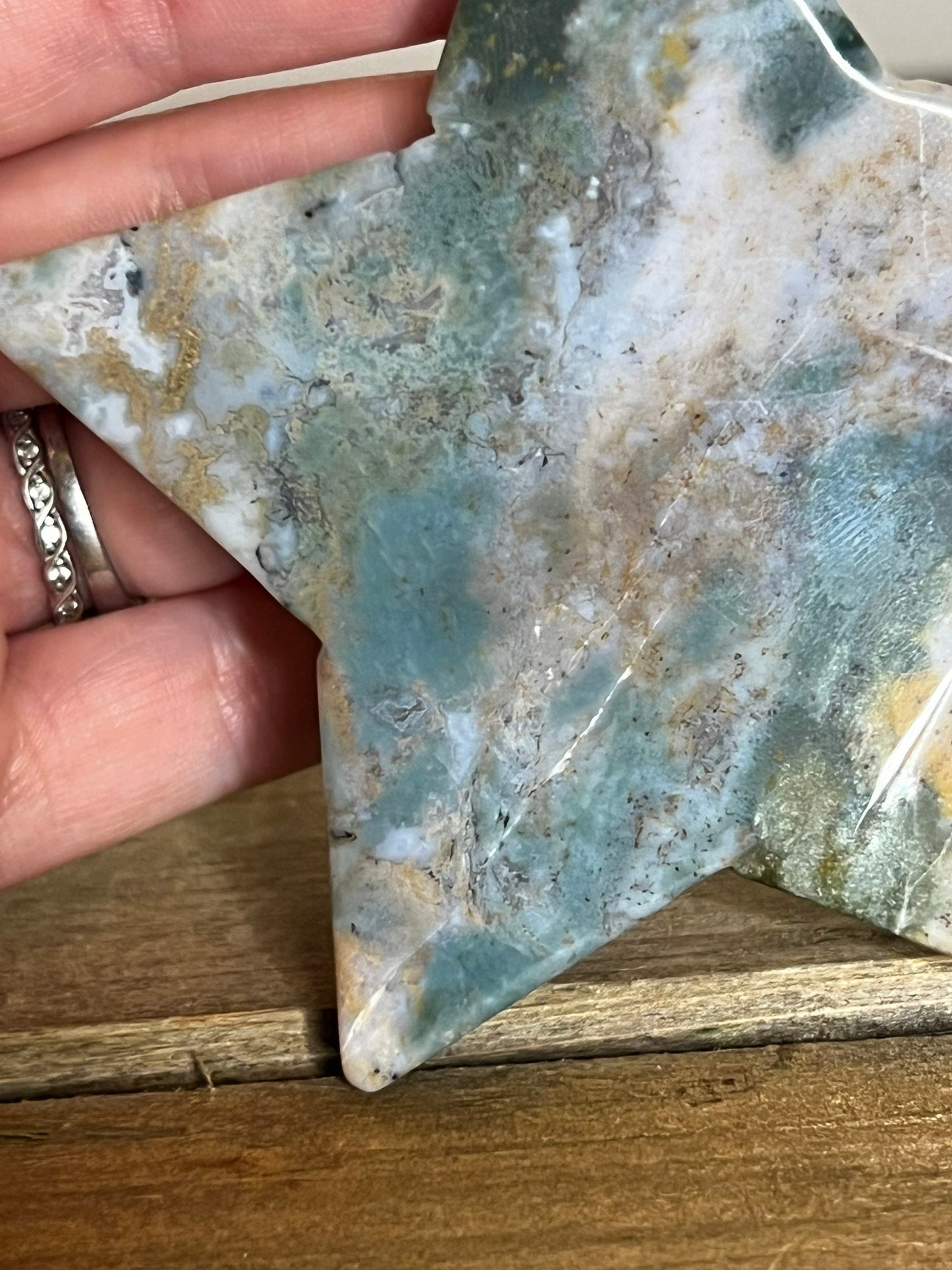 Moss Agate Star Carving | Imperfect Crystal Carving