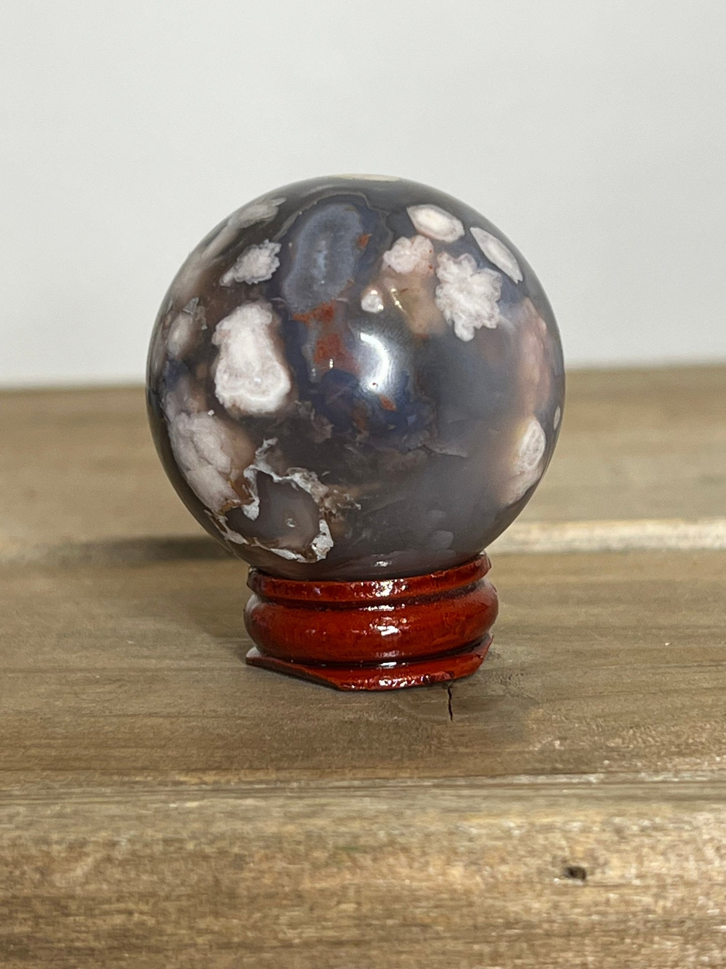 Small Black Flower Agate Sphere