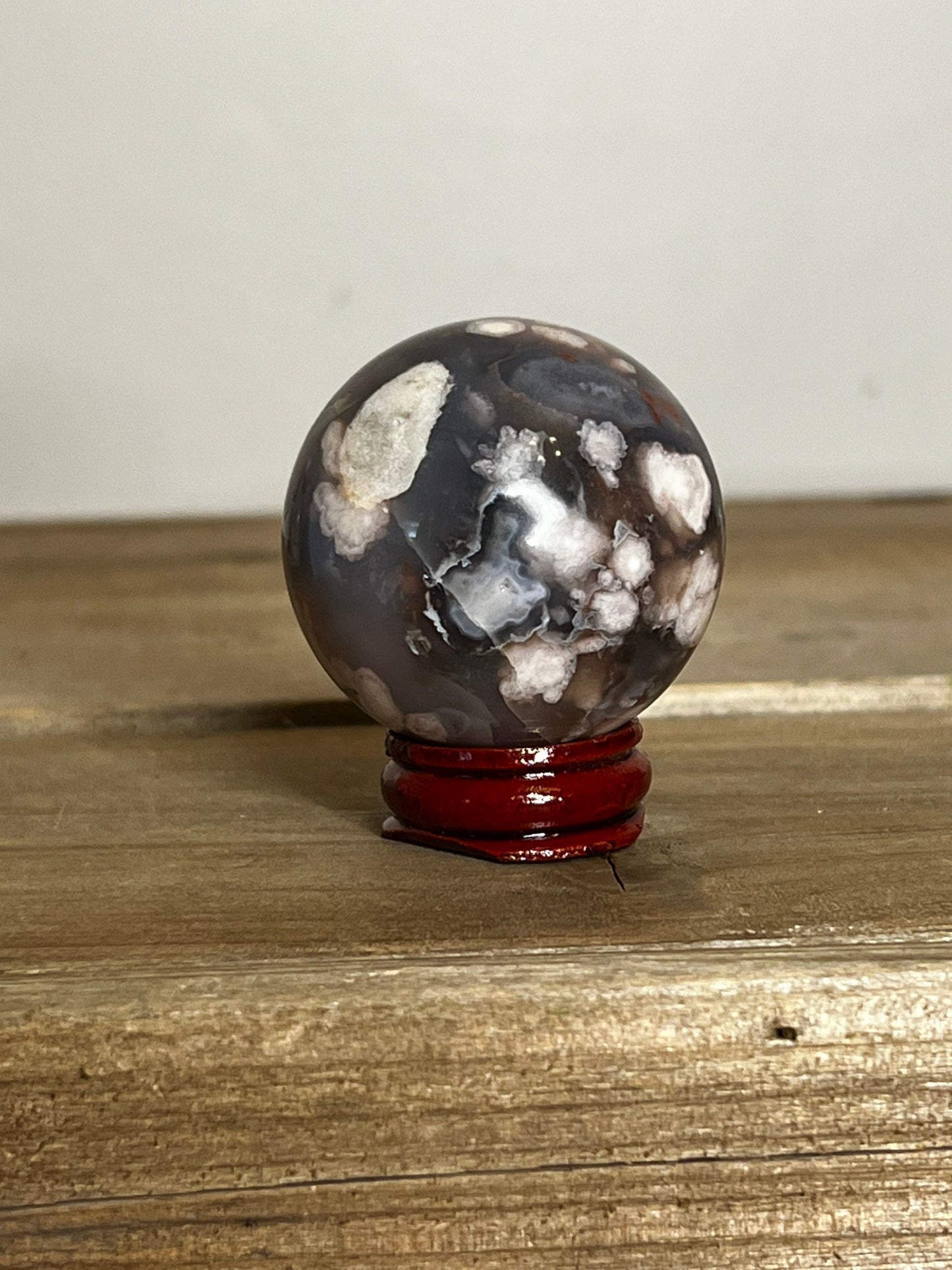 Small Black Flower Agate Sphere