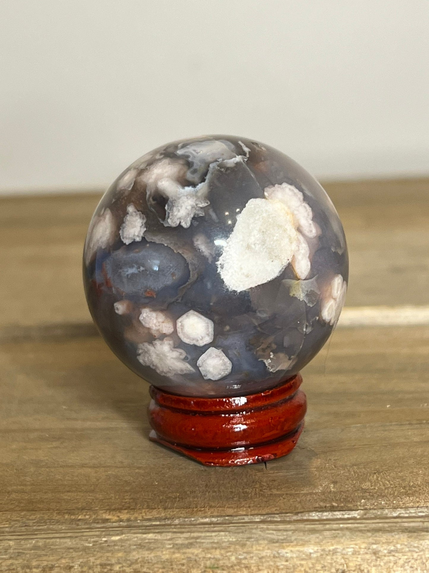 Small Black Flower Agate Sphere