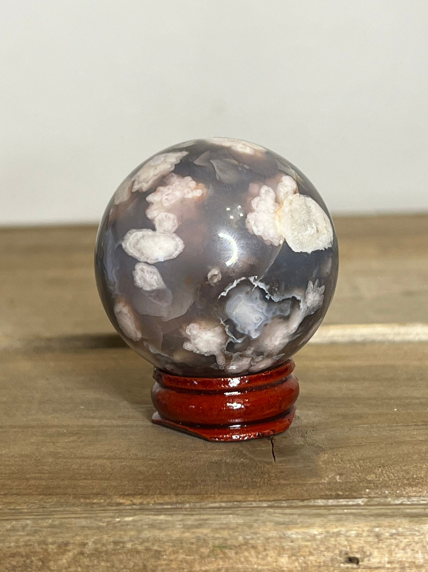 Small Black Flower Agate Sphere