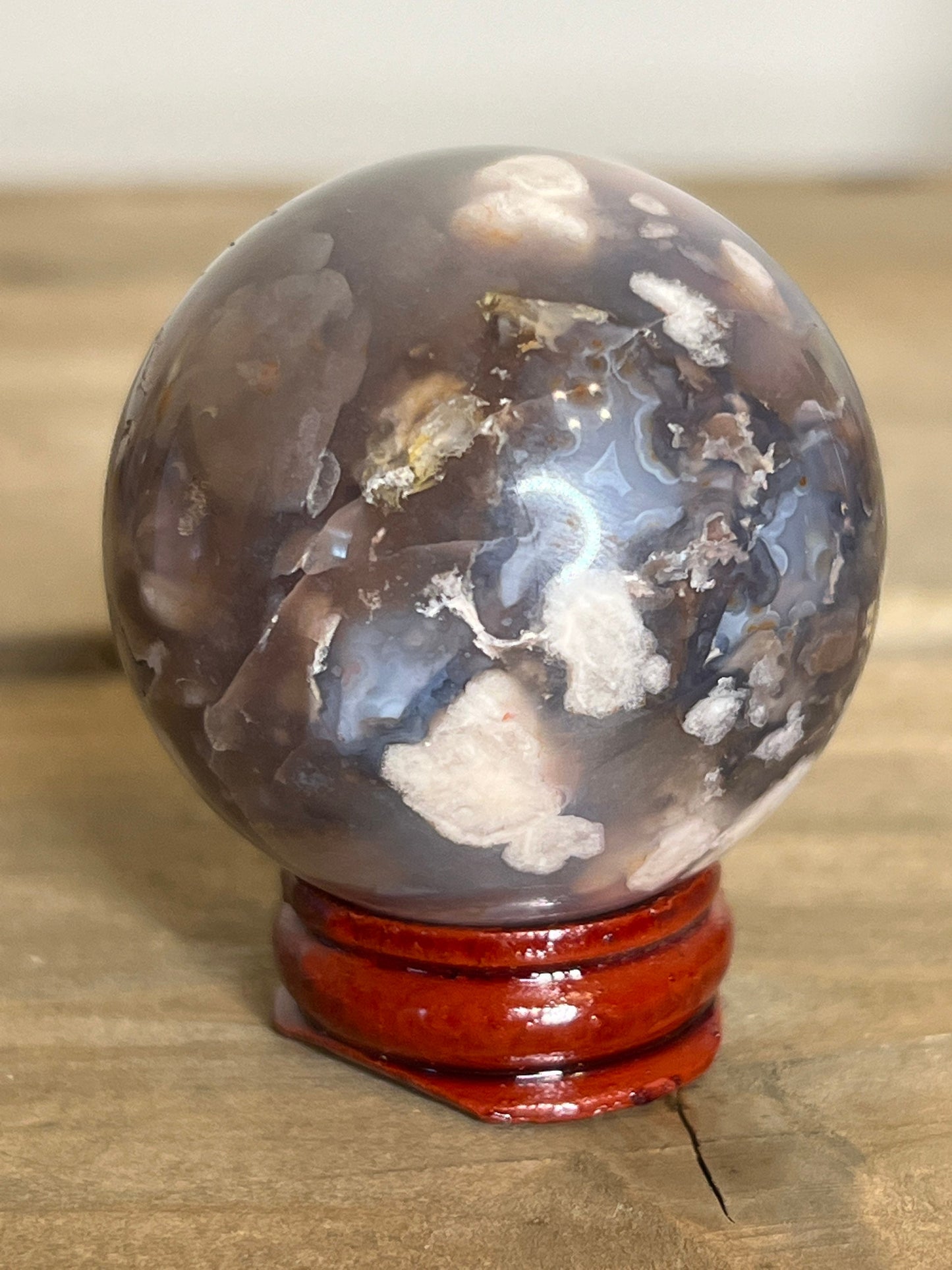 Small Black Flower Agate Sphere