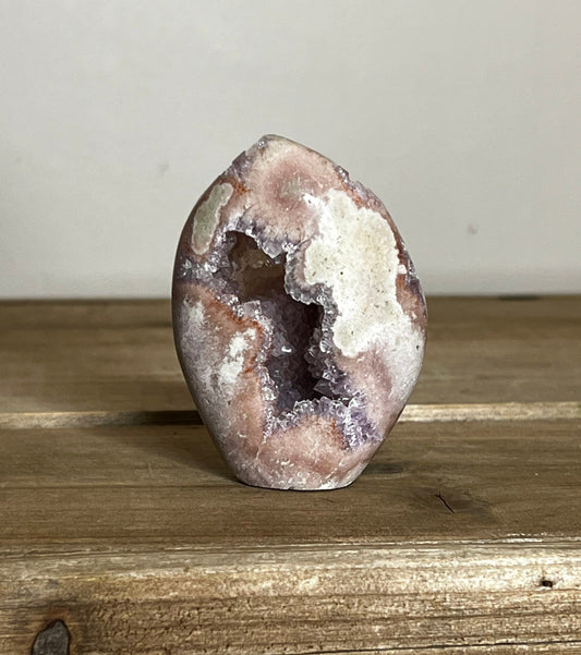 Pink/Purple Amethyst with Flower Agate Free Form with Druzy