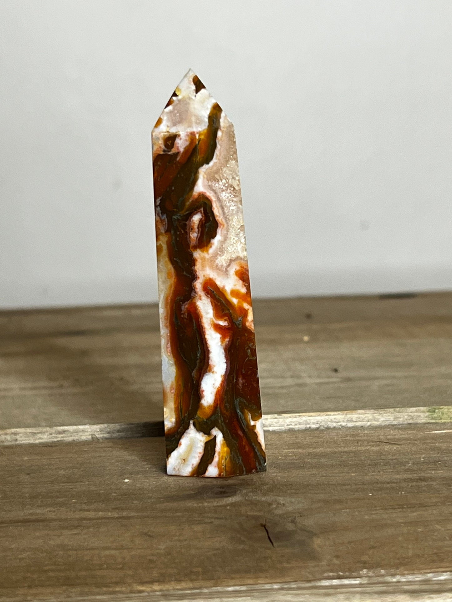 Green and Red Moss Agate Crystal Tower