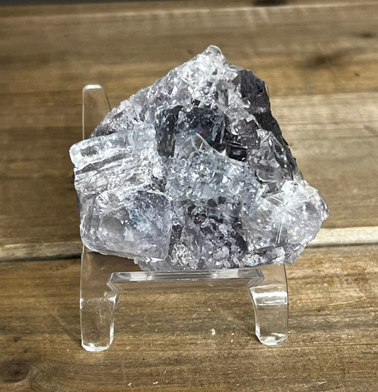 Ice Blue and Purple Cubic Fluorite Specimen