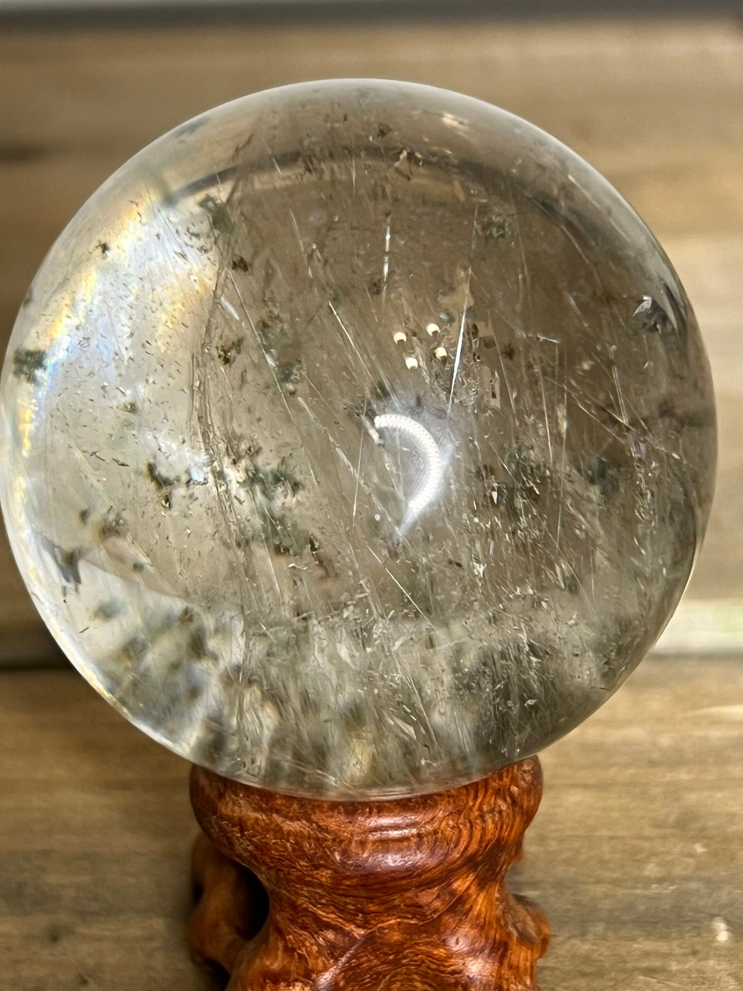 Rutile Garden Quartz Sphere | Money String Rutile Crystal Sphere