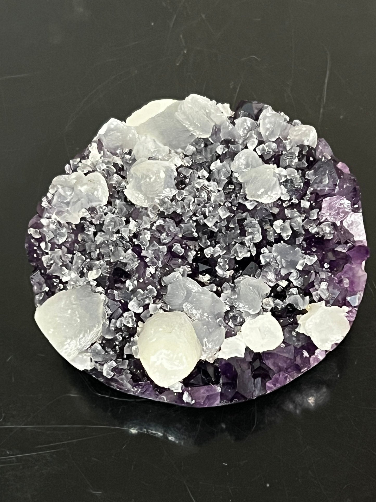 Amethyst Cluster Geode with Calcite