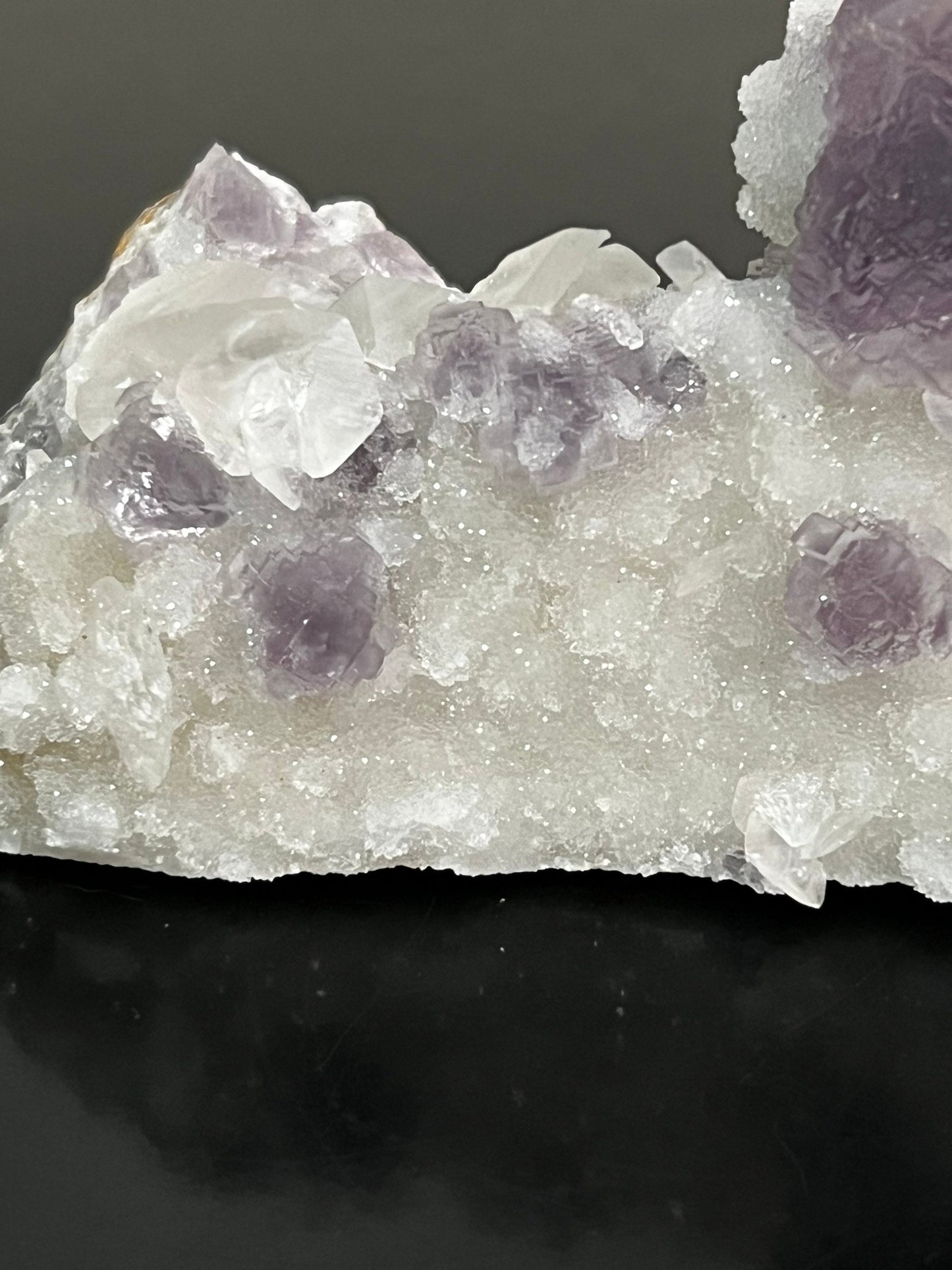 Big Purple Fluorite with White Calcite on White Chalcedony Mountain