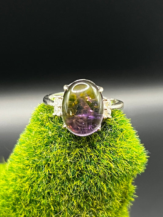 Amethyst Sterling Silver Ring | Purple Gemstone Ring | Amethyst Crystal Ring