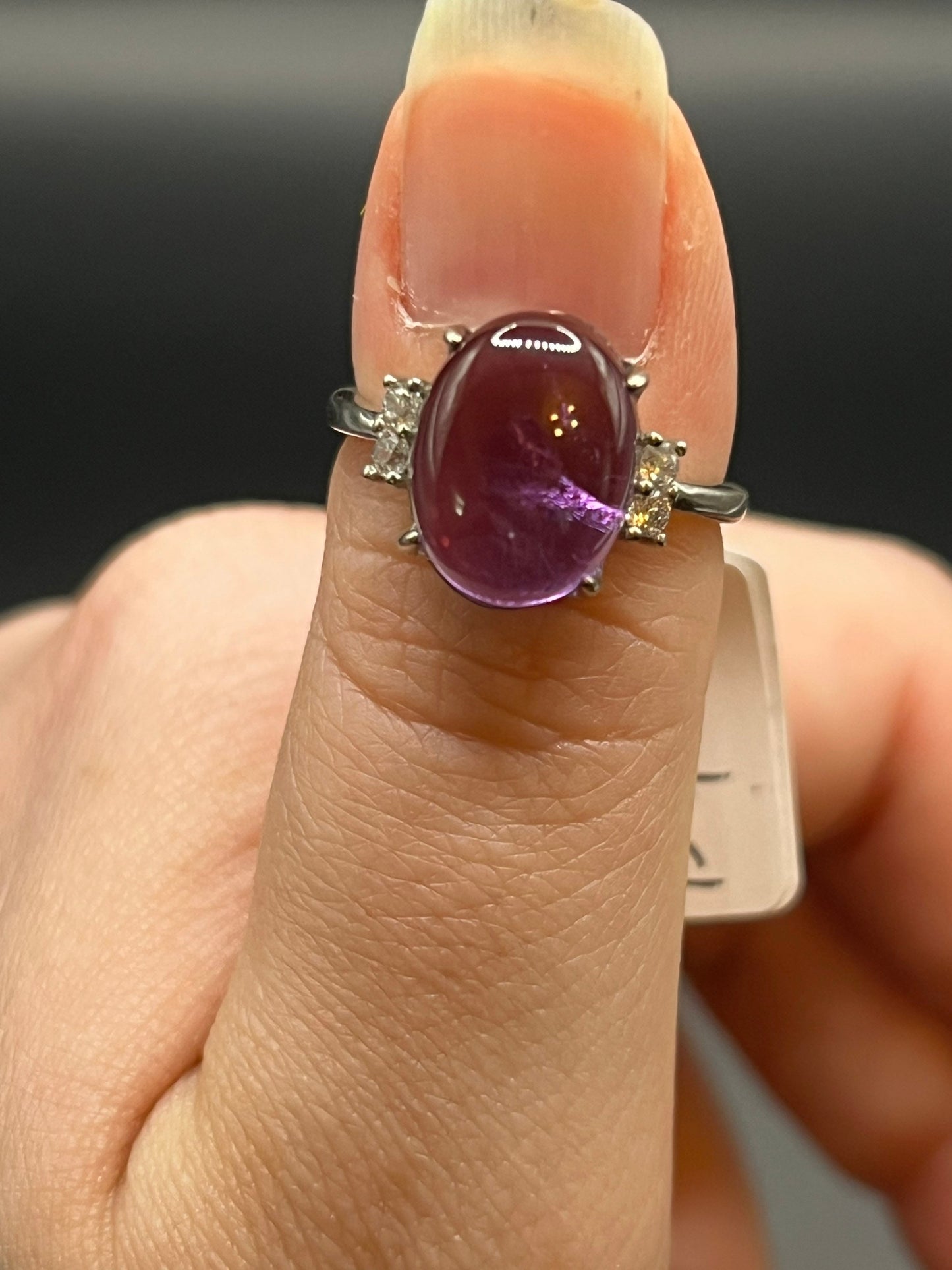Amethyst Sterling Silver Ring | Purple Gemstone Ring | Amethyst Crystal Ring