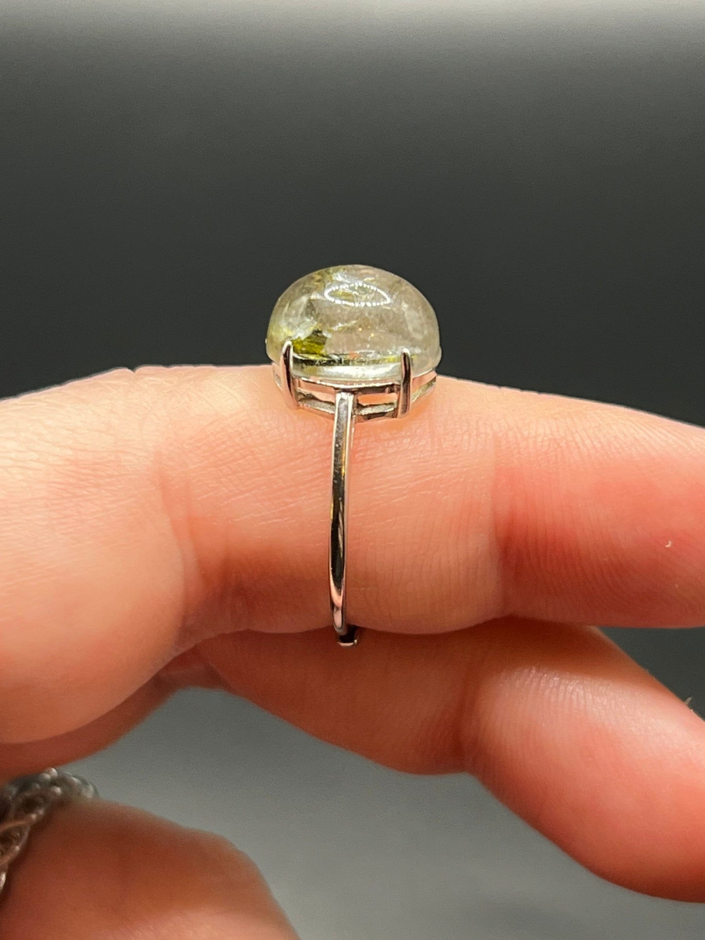 Green Tourmaline Ring | Sterling Silver Crystal Ring | Green Elbaite Ring