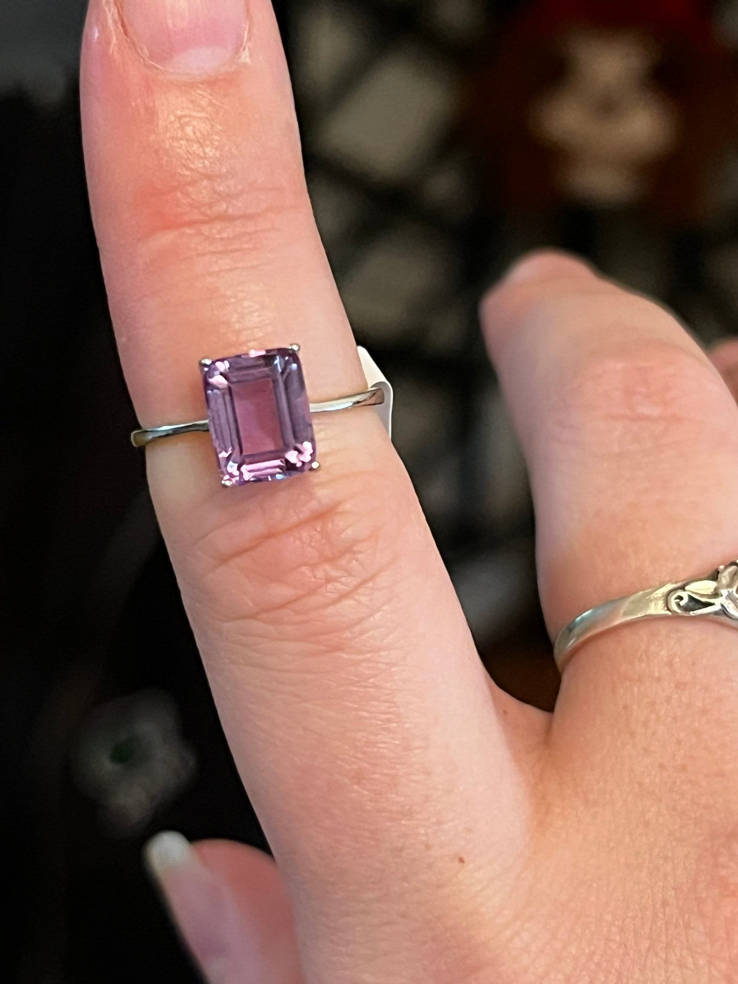Amethyst Sterling Silver Band Ring | Purple Gemstone Ring | Amethyst Crystal Ring 2