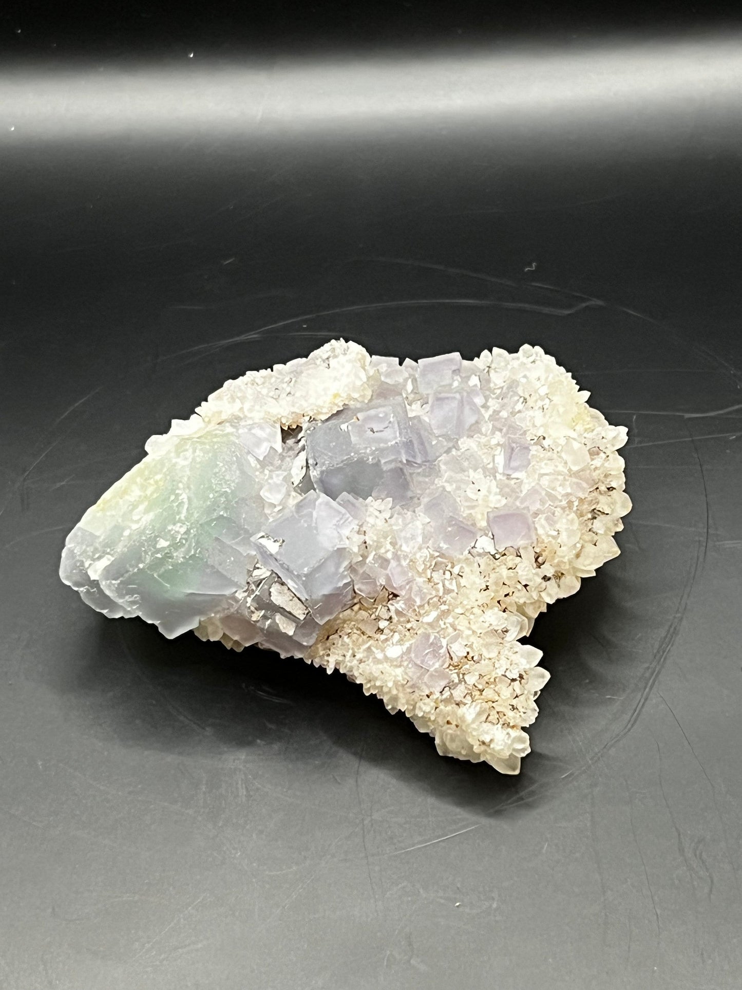 Fluorite on Clear Quartz Crystal Specimen