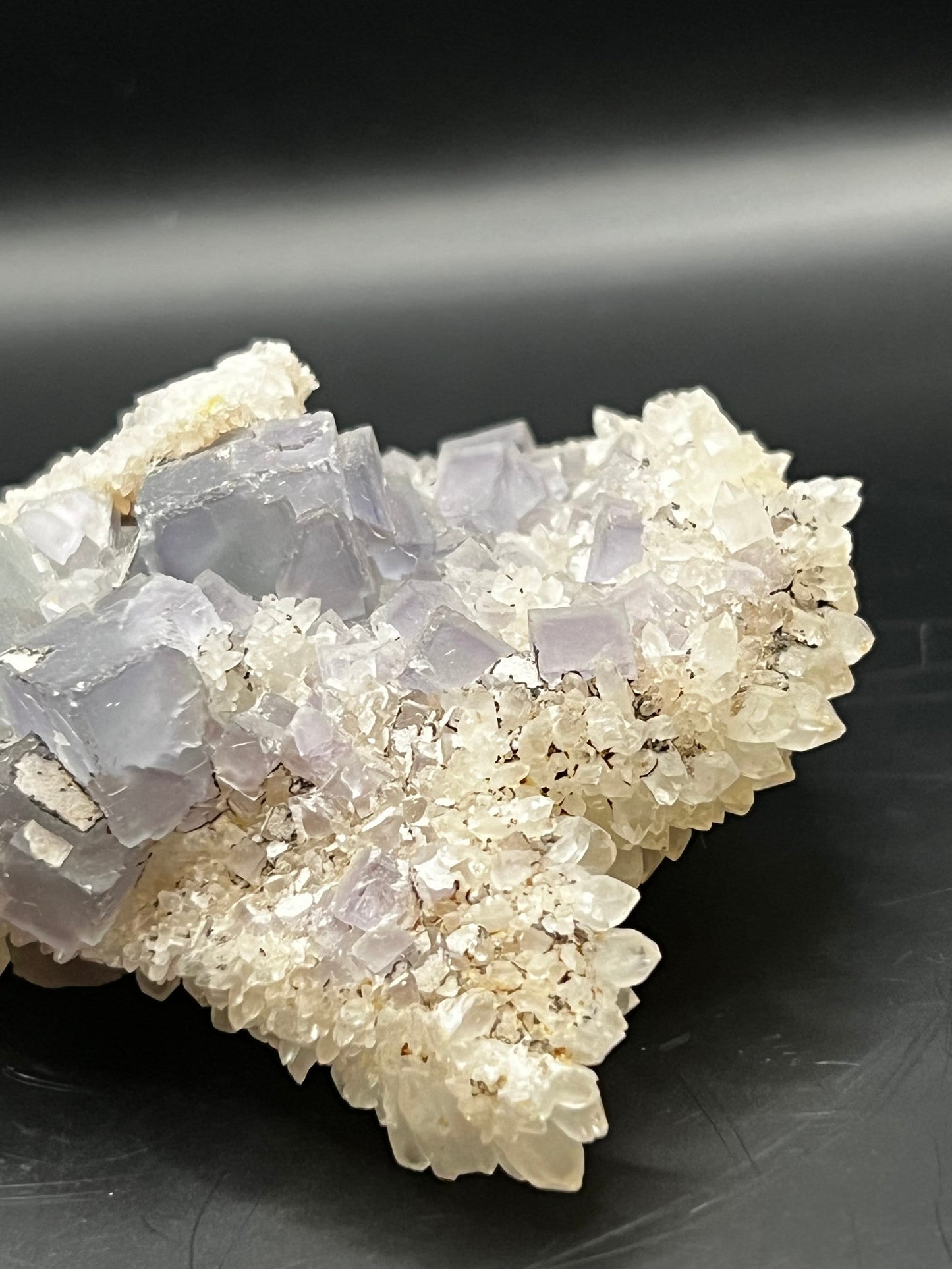 Fluorite on Clear Quartz Crystal Specimen