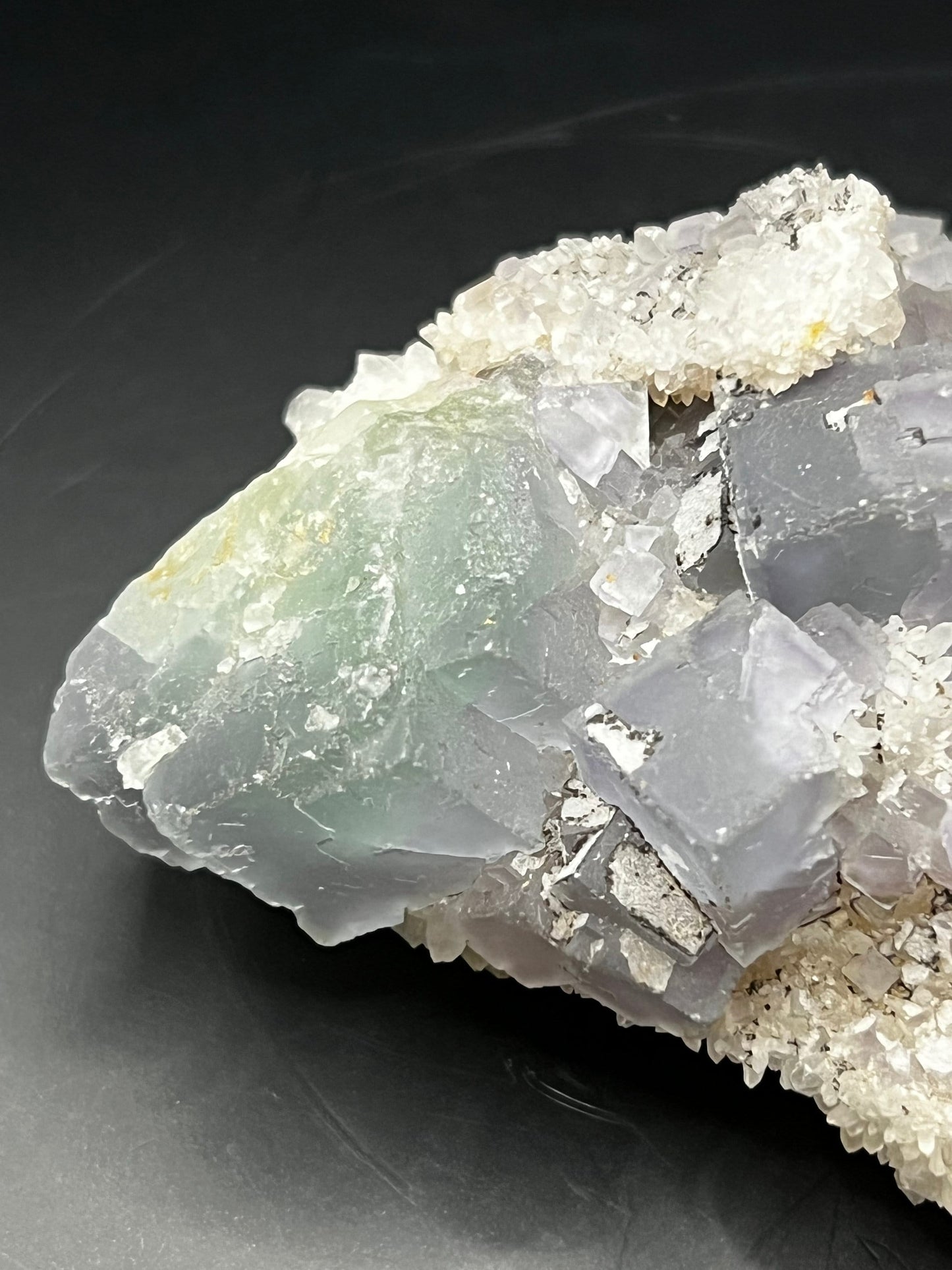 Fluorite on Clear Quartz Crystal Specimen