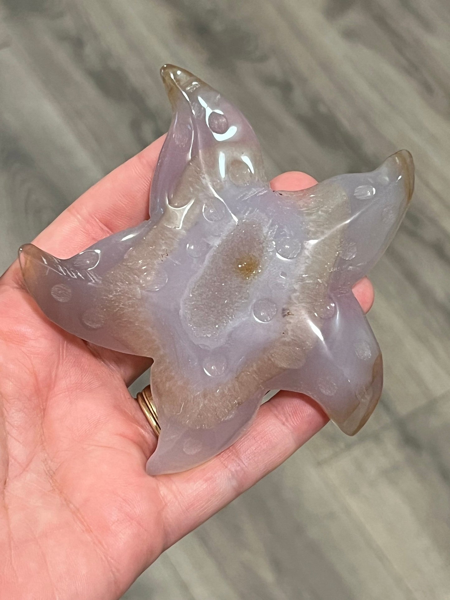 Druzy Agate Starfish Crystal Carving