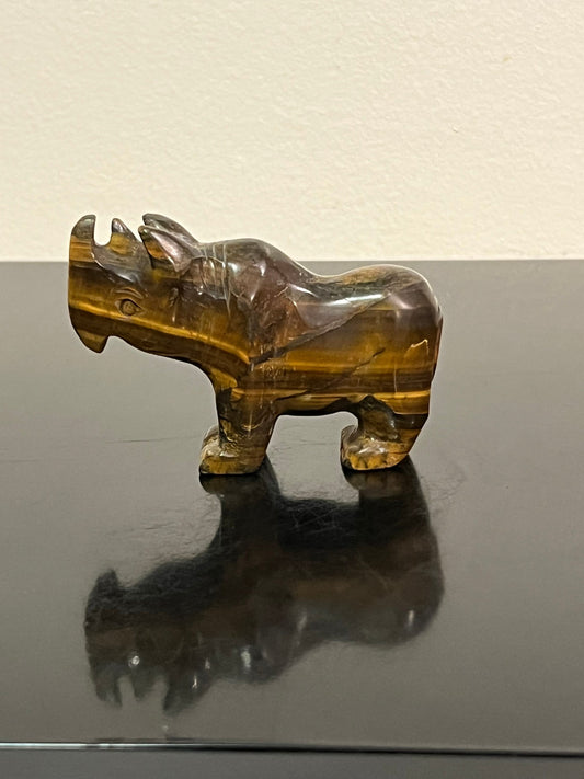 Tiger’s Eye Rhinoceros Carving | Crystal Rhino Carving