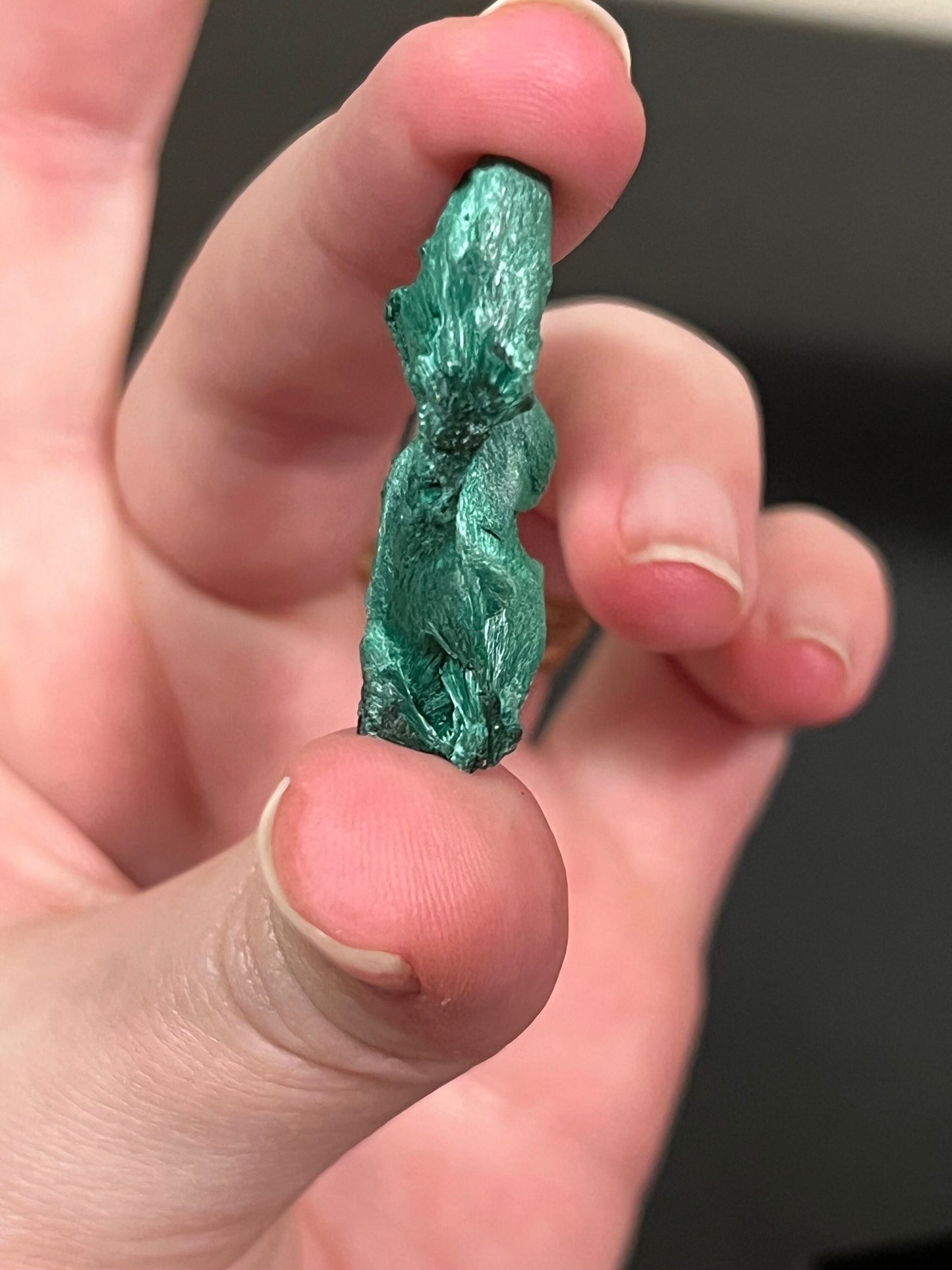 Velvet Malachite Specimen | Silky Malachite | Druzy Malachite 1.31” Tall